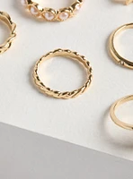 Pearl Butterfly Ring Set