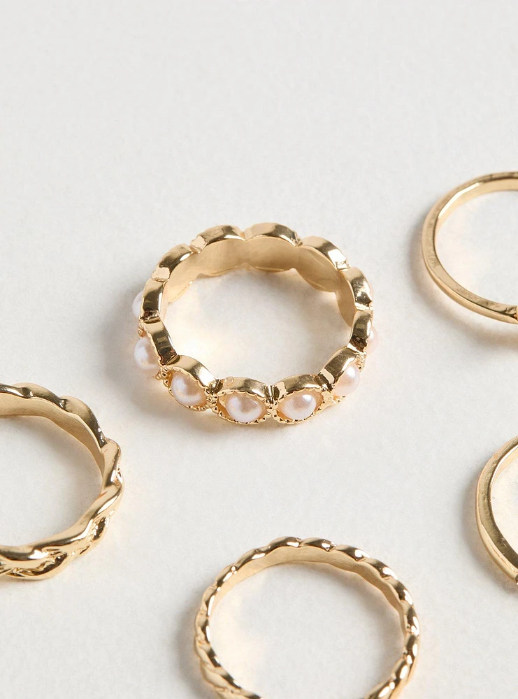 Pearl Butterfly Ring Set
