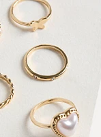Pearl Butterfly Ring Set