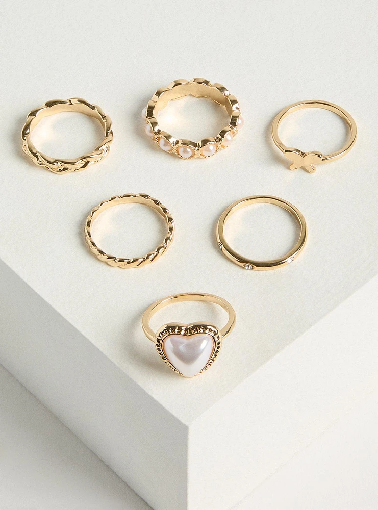 Pearl Butterfly Ring Set