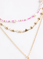 Pearl & Beaded Coin Layered Necklace