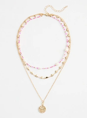 Pearl & Beaded Coin Layered Necklace