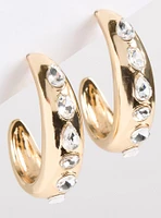Stone Oval Hoop Earrings