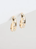 Stone Oval Hoop Earrings