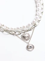 Pearl Disc Layered Necklace