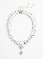 Pearl Disc Layered Necklace