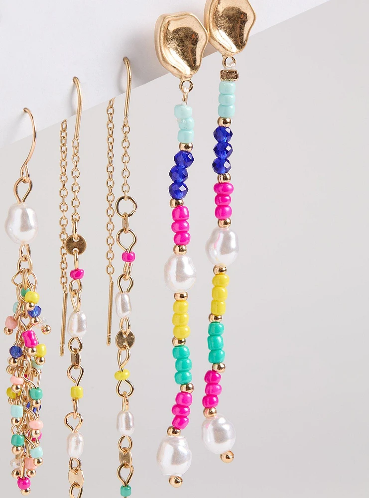 Beaded Linear Earring Set