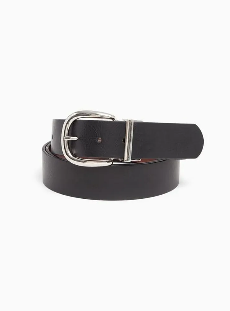 Reversible Faux Leather Buckle Belt