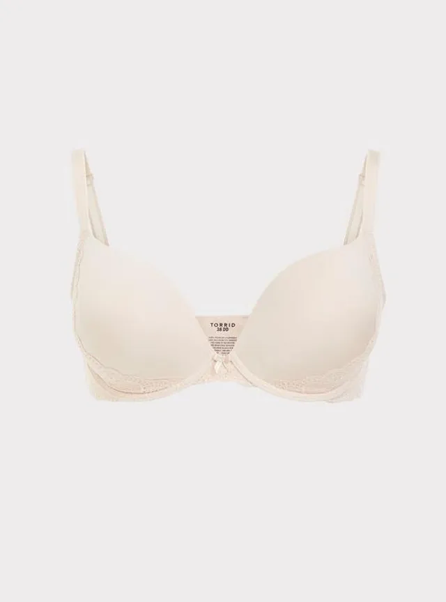 Torrid Strapless Bra Size 42DD Push Up Cups Lace Sling Straight Back Beige