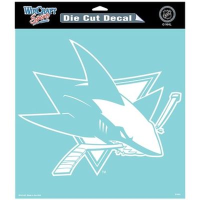 WHITE SAN JOSE SHARKS OFFICIAL NHL 8" X 8" DIE CUT CAR DECAL