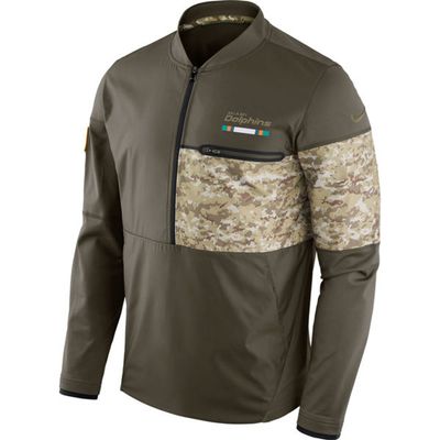 Men's Miami Dolphins Nike Olive Salute to Service Sideline Hybrid Half-Zip Pullover Jacket