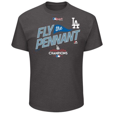 Los Angeles Dodgers Men's Majestic 2017 National League Champions Locker Room T-Shirt - Charcoal