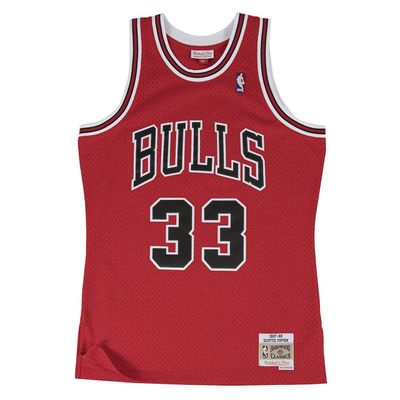 Mitchell & Ness Scottie Pippen Pink Chicago Bulls 75th Anniversary Rose  Gold 1997 Swingman Jersey