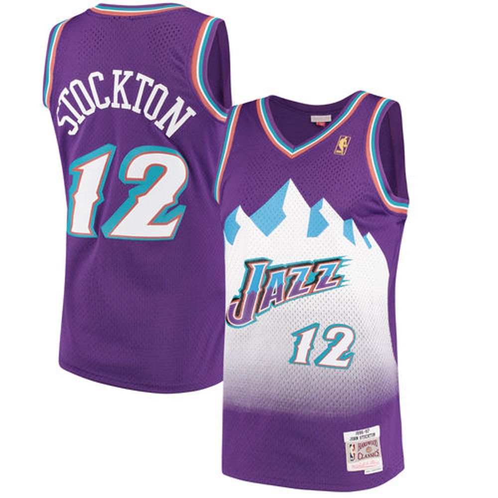 Men's Utah Jazz John Stockton Mitchell & Ness Purple 1996-97 Hardwood Classics Swingman Jersey