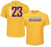 Majestic Men's Los Angeles Lakers LeBron James #23 Gold T-Shirt