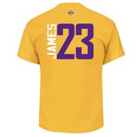 Majestic Men's Los Angeles Lakers LeBron James #23 Gold T-Shirt