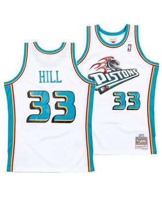 Men's Detroit Pistons Grant Hill Mitchell & Ness White Hardwood Classics 1998-99 Swingman Jersey