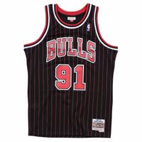 Men's Chicago Bulls Dennis Rodman Mitchell & Ness Black Hardwood Classics 1995-96 Swingman Jersey