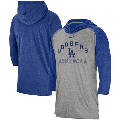 Los Angeles Dodgers Men's Nike Gray Flux 3/4 Sleeve Pullover Hoodie