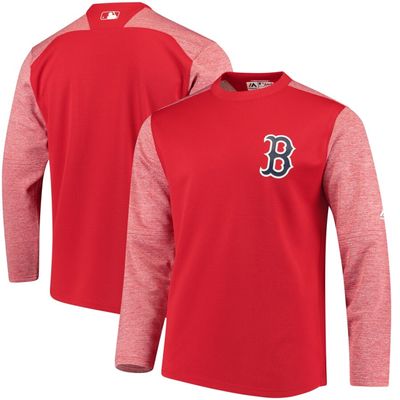 Men's Boston Red Sox Majestic Red On-Field Authentic Collection Tech Fleece Pullover Sweatshirt