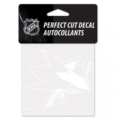 San Jose Sharks Perfect Cut Decal 4"x4" in White