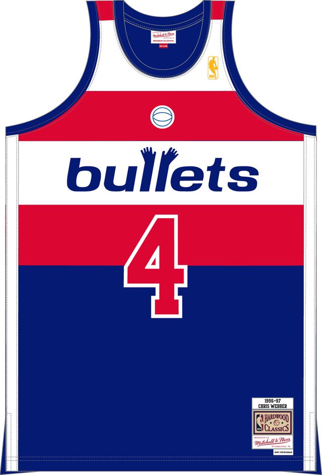 Men's Washington Bullets Mitchell & Ness Navy Hardwood Classics Team  Heritage Fashion Jersey