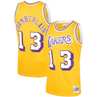 Los Angeles Lakers Wilt Chamberlain Mitchell & Ness Gold 1971-72 Hardwood Classics Swingman Jersey