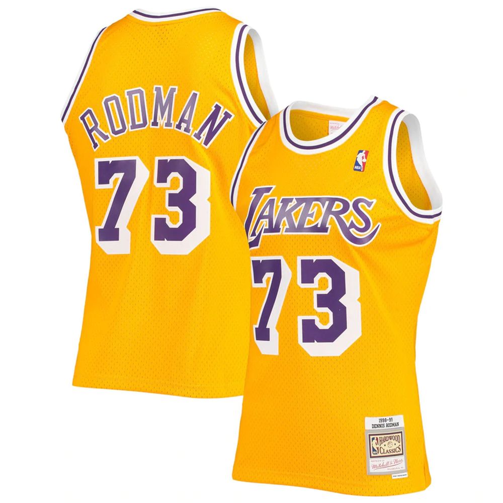 Los Angeles Lakers Dennis Rodman Mitchell & Ness 1998-99 Gold Hardwood Classics Swingman Jersey