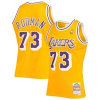 Los Angeles Lakers Dennis Rodman Mitchell & Ness 1998-99 Gold Hardwood Classics Swingman Jersey