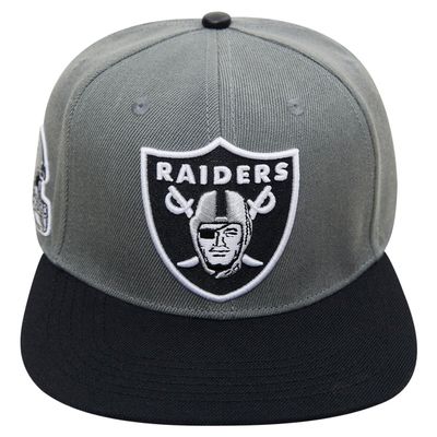 Las Vegas Raiders Pro Standard Grey 2-Tone Primary Logo Snapback Hat