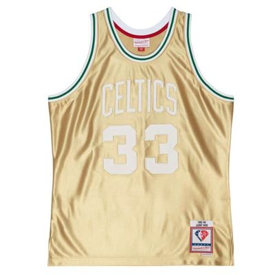 Larry Bird Boston Celtics Men's Gold Mitchell And Ness 75th Anniversary Jersey 1985-86