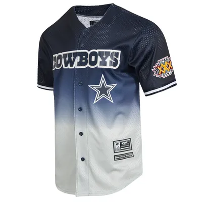 Dallas Cowboys Men's Pro Standard Blue and White Ombre Full Button Baseball Style Jersey