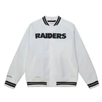 Men's Oakland Raiders Mitchell & Ness White Lightweight Satin Jacket