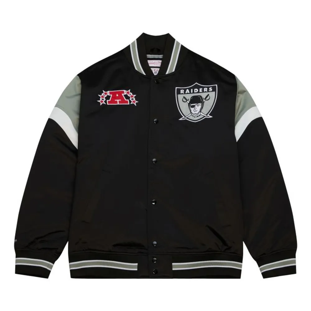 Men's Las Vegas Raiders Mitchell & Ness Black Heavyweight Satin Jacket