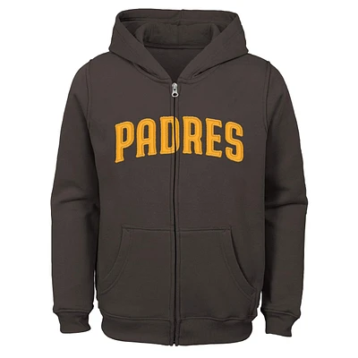 San Diego Padres Brown Toddler Full Zip Primary Logo Hoodie