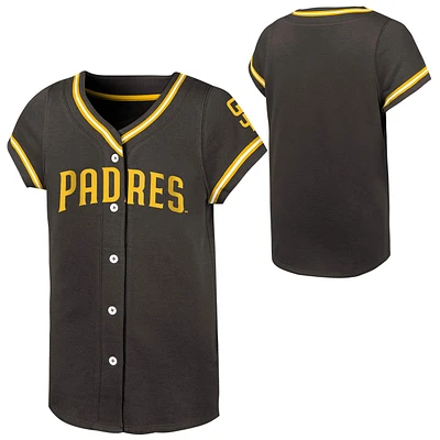 San Diego Padres Girls Brown Button Up Shirt