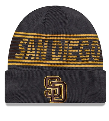 San Diego Padres  Adult New Era Graphite Sport Knit Beanie with Brown and Gold