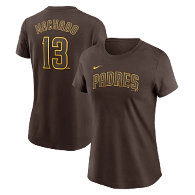 San Diego Padres Womens Brown Nike Wordmark Manny Machado #13 Players T Shirt