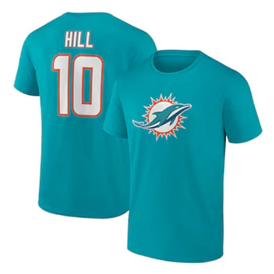 Miami Dolphins Mens Turquoise Nike Player, Tyreek Hill #10, Icon Name and Number T Shirt