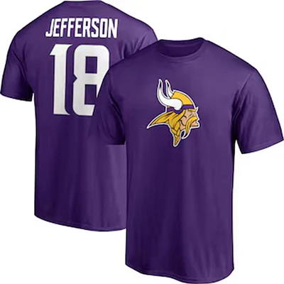 Minnesota Vikings Mens Purple Nike Justin Jefferson #18 Player Icon Name and Number Players T Shirt