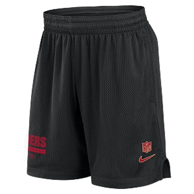 San Francisco 49ers Mens Black Nike Mesh Shorts with Team Name Logo