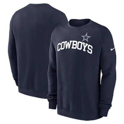 Dallas Cowboys Men's Crew Sweatshirt Club Name And Logo Blue Nike