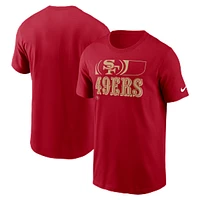 San Francisco 49ers Mens Red Nike Team Reveal Essential T Shirt with Wordmark Logo