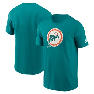 Miami Dolphins Mens Turqoise Nike Essential Cotton T Shirt with Retro Logo