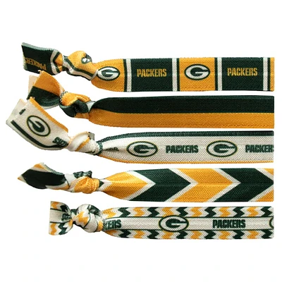 Green Bay Packers Team Logo Knotted Hair Ties Five Pack by Little Earth Productions