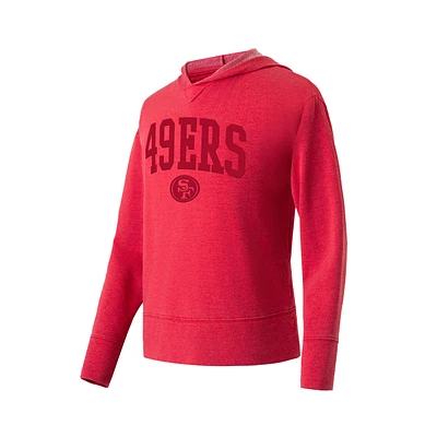 San Francisco 49ers Womens Red Pullover Hoodie with Tonal Team Logo by Concept Sports