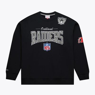 Las Vegas Raiders Mens Black There and Back Pullover Two Sided Crew by Mitchell Ness