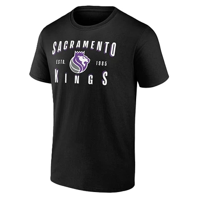 Sacramento Kings Mens Black Competition Cotton T Shirt with Team and Name Logo