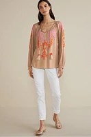 Noura Embroidered Gauze Pullover