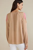 Noura Embroidered Gauze Pullover